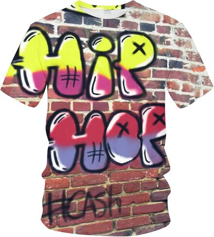 Men's Novelty Tshirt Hip Hop Graffiti Graphic 3D Print Fashion T Shirts in Saudi Arabia