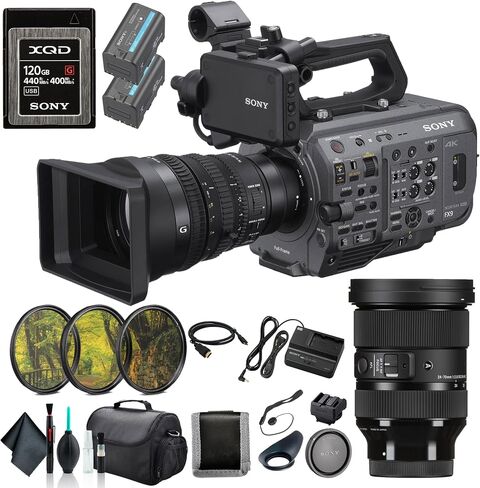 نظام كاميرا سوني PXW-FX9K XDCAM 6K كامل الإطار مع عدسة 28-135 مم f/4 G OSS PXW-FX9VK، شاشة 4K، ميكروفون NTG1، بطاقة ذاكرة 2 × 120 جيجابايت، 3 بطاريات BP-U35، حقيبة، ضوء LED، و أكثر in Saudi Arabia
