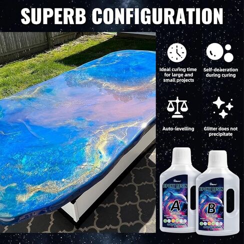 34 Ounce Epoxy Resin Kit - Crystal Clear Epoxy Resin Kit & Hardener for DIY Art, Mold Casting, Jewelry Making, Coasters, Table Top, Countertop Coating - Food Safe, Heat & UV Resistant in Kuwait