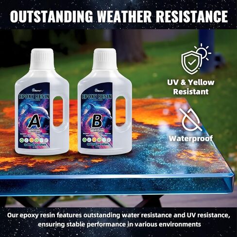 34 Ounce Epoxy Resin Kit - Crystal Clear Epoxy Resin Kit & Hardener for DIY Art, Mold Casting, Jewelry Making, Coasters, Table Top, Countertop Coating - Food Safe, Heat & UV Resistant in Kuwait