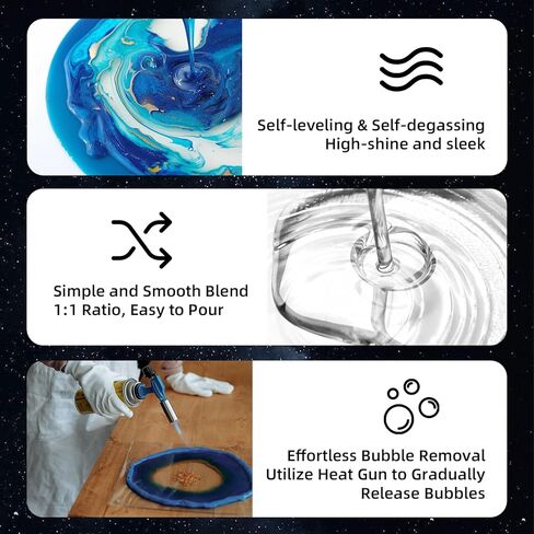 34 Ounce Epoxy Resin Kit - Crystal Clear Epoxy Resin Kit & Hardener for DIY Art, Mold Casting, Jewelry Making, Coasters, Table Top, Countertop Coating - Food Safe, Heat & UV Resistant in Kuwait