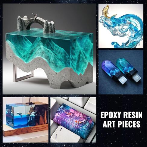 34 Ounce Epoxy Resin Kit - Crystal Clear Epoxy Resin Kit & Hardener for DIY Art, Mold Casting, Jewelry Making, Coasters, Table Top, Countertop Coating - Food Safe, Heat & UV Resistant in Kuwait