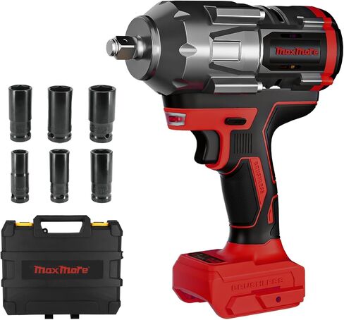 Cordless Impact Wrench for Dewalt 20V Max Battery (No Battery) 1/2" Brushless High Torque Impact Gun with Max 627Ft-lbs (850N.m) Power, 6 Sockets, Belt Clip, Tool Bag in Saudi Arabia