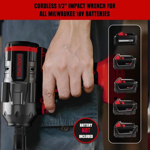 Cordless Impact Wrench for Dewalt 20V Max Battery (No Battery) 1/2" Brushless High Torque Impact Gun with Max 627Ft-lbs (850N.m) Power, 6 Sockets, Belt Clip, Tool Bag in Saudi Arabia