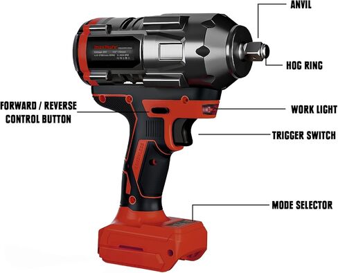 Cordless Impact Wrench for Dewalt 20V Max Battery (No Battery) 1/2" Brushless High Torque Impact Gun with Max 627Ft-lbs (850N.m) Power, 6 Sockets, Belt Clip, Tool Bag in Saudi Arabia