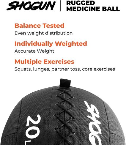 Shogun Sports. Rugged Medicine Ball. Highly Durable Wall Ball for Strength and Conditioning, Military, Cross Training & Home Workouts. in Kuwait