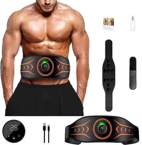 Portable Abs Belt,Comfy Vital Flex Core Ab Muscle Toner，Ab Workoute Quipment, Man&Woman Orange and Black in Saudi Arabia