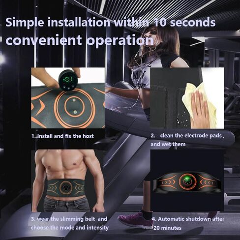 Portable Abs Belt,Comfy Vital Flex Core Ab Muscle Toner，Ab Workoute Quipment, Man&Woman Orange and Black in Saudi Arabia