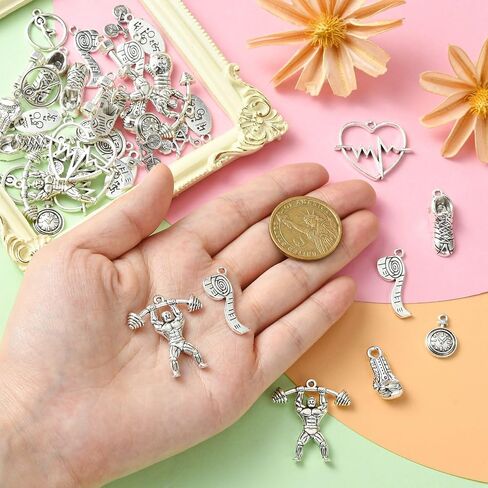 DanLingJewelry 50Pcs 10 Styles Tibetan Silver Cat Charms Antique Silver Animal Pet Cat Fish Bone Paw Prints Charms for Jewelry Making Supplies in Saudi Arabia