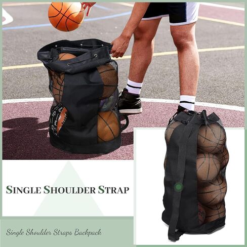 حقيبة كرات إضافية، حقيبة معدات شبكية كبيرة باللون الأسود، حقيبة كرة قدم مع حزام كتف قابل للتعديل، حقيبة رياضية شبكية من قماش أكسفورد 600D لحمل كرة القدم/كرة القدم/الكرة الطائرة (تحمل 12 كرة قدم) in Kuwait