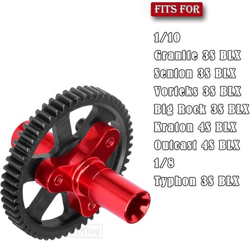 57T Slipper Clutch 0.8 Pitch Upgrades Part for 1/10 Arrma Granite Senton Vorteks Big Rock 3S/Kraton Outcast 4S 1/8 Typhon 3S,Metal Slipper Clutch Hop Ups,Replace ARA310948,Red in Saudi Arabia