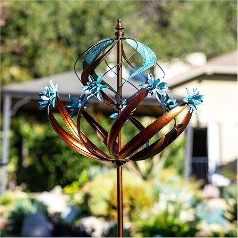 Solar Yard Wind Spinner - Kinetic Large Garden Wind Spinners Outdoor Metal, Windmill Garden Decor for Outside, Solar Powered Lawn Patio Wind Sculpture (Height 87") in Saudi Arabia