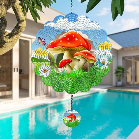 ديكور معلق في الهواء الطلق، ديكور حديقة خارجي، دوارات الرياح في الهواء الطلق الملونة بالون الهواء الساخن ديكور معلق، زخارف فنية ساحة حركية، هدايا فريدة للنساء - منطاد الهواء الساخن باللون الرمادي المصفر in Kuwait