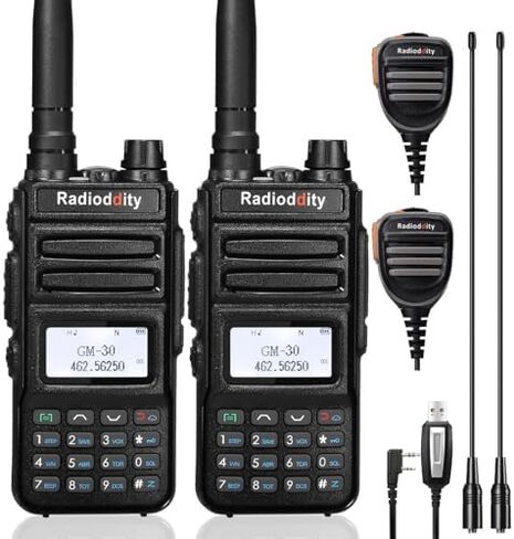 Radioddity GM-30 GMRS راديو محمول باليد 5 وات طويل المدى، قادر على تكرار GMRS، 11 قناة NOAA، مزامنة العرض. مثالية للهبوط على الطرق الوعرة. يشتمل على كابل برمجة، وهوائي عالي الكسب مقاس 15.5 بوصة، وعبوتين in Saudi Arabia
