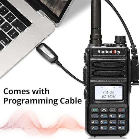 Radioddity GM-30 GMRS راديو محمول باليد 5 وات طويل المدى، قادر على تكرار GMRS، 11 قناة NOAA، مزامنة العرض. مثالية للهبوط على الطرق الوعرة. يشتمل على كابل برمجة، وهوائي عالي الكسب مقاس 15.5 بوصة، وعبوتين in Saudi Arabia