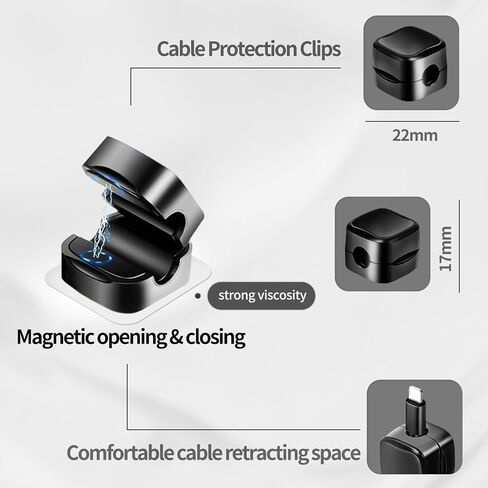 6 قطع من حامل السلك المغناطيسي، مشابك كابلات ذاتية اللصق، حافظة للأسلاك، منظم سلك قابل للتعديل بشكل سلس، إدارة الكابلات لمنضدة النوم، الكمبيوتر، السيارة، شاحن الهاتف المنزلي، مكتب المكتب. in Kuwait