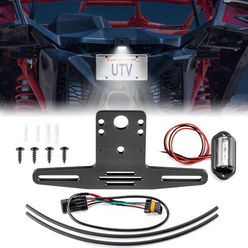 WeiSen X3 Plug & Play License Plate Bracket with Light & Auxiliary Power Plug/Harness LED License Holder Frame Mount Compatible with 2017+ Can Am Maverick X3 in Saudi Arabia