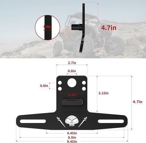 حامل لوحة ترخيص UTV مع إطار لوحة ترخيص ATV عالمي خفيف لمركبة ATV RV شاحنة قارب دراجة نارية مقطورة الثلج متوافق مع SXS Maverick X3 Polaris RZR Ranger Sportsman in Kuwait