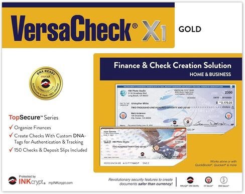 VersaCheck HP Deskjet 2755 MX MICR All-in-One Check Color Printer Gold Check Printing Software Bundle, White (2755MX) in Saudi Arabia