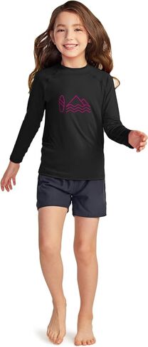 قميص TSLA للفتيات بأكمام طويلة للحماية من الطفح الجلدي، قميص سباحة لركوب الأمواج على الشاطئ بالأشعة فوق البنفسجية/SPF، عامل حماية من الشمس 50+، قمصان سباحة واقية من الشمس in Kuwait