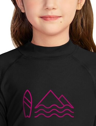 قميص TSLA للفتيات بأكمام طويلة للحماية من الطفح الجلدي، قميص سباحة لركوب الأمواج على الشاطئ بالأشعة فوق البنفسجية/SPF، عامل حماية من الشمس 50+، قمصان سباحة واقية من الشمس in Kuwait