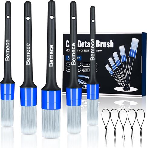 5 قطع من فرش تفصيل السيارة من bemece، 5 قطع من فرش التفاصيل بأحجام مختلفة، فرشاة تنظيف السيارة لتنظيف الجزء الخارجي والداخلي والعجلات والشعارات وخليج المحرك والجلد وفتحات الهواء in Kuwait