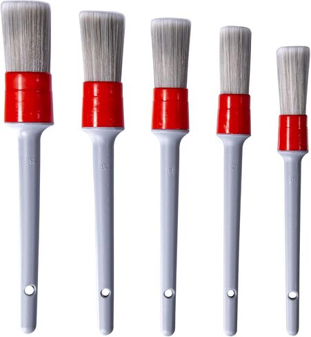 Detailing Brush Set, 3Pack Car Detailing Brushes for Dashboard Engine Bay Air Vents Leather Seat Wheel Vehicle Motorcycle Boars Hair Interior Detail Brush with Conversion Elbow, Black in Saudi Arabia