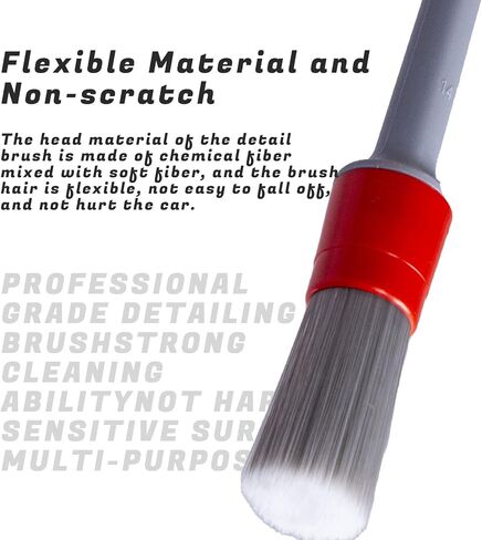 Detailing Brush Set, 3Pack Car Detailing Brushes for Dashboard Engine Bay Air Vents Leather Seat Wheel Vehicle Motorcycle Boars Hair Interior Detail Brush with Conversion Elbow, Black in Saudi Arabia