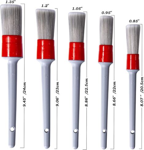 Detailing Brush Set, 3Pack Car Detailing Brushes for Dashboard Engine Bay Air Vents Leather Seat Wheel Vehicle Motorcycle Boars Hair Interior Detail Brush with Conversion Elbow, Black in Saudi Arabia