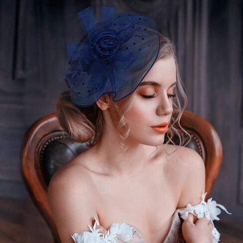 Kentucky Derby Fascinators Hat - Womens Girls Tea Party Hat Kentucky Hat Veil Flower Headwear Garden Party Hat in Saudi Arabia