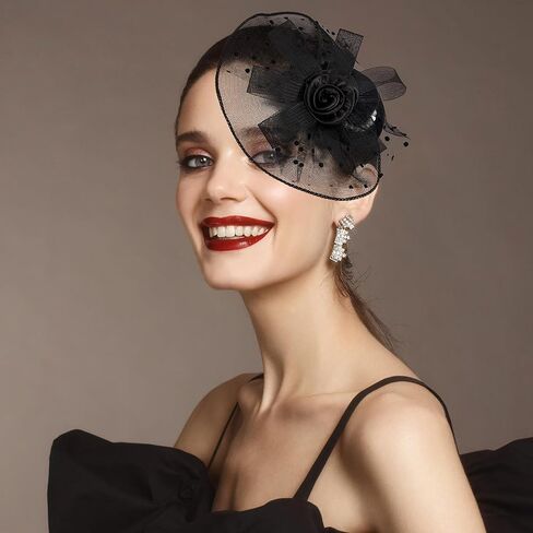 قبعة Kentucky Derby Fascinators - قبعة حفلات الشاي للفتيات والنساء، قبعة Kentucky Hat Veil Flower Headwear، قبعة حفلات الحديقة in Kuwait