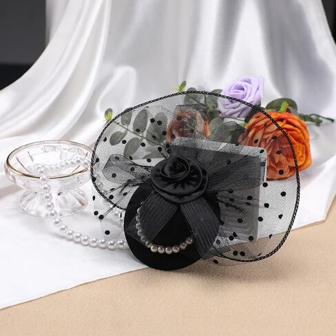 قبعة Kentucky Derby Fascinators - قبعة حفلات الشاي للفتيات والنساء، قبعة Kentucky Hat Veil Flower Headwear، قبعة حفلات الحديقة in Kuwait