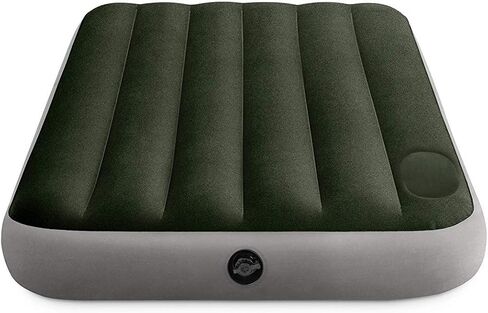 INTEX 64761E Dura-Beam Standard Downy Air Mattress: Fiber-Tech – Twin Size – Built-in Foot Pump – 10in Bed Height – 300lb Weight Capacity in Kuwait