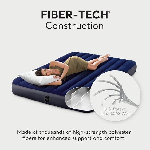 Intex 75 x 39 x 10 Inch Dura-Beam Fiber-Tech Vinyl Standard Downy Air Mattress with Plush Top and 2-in-1 Valve, Twin (Pump Not Included) in Saudi Arabia
