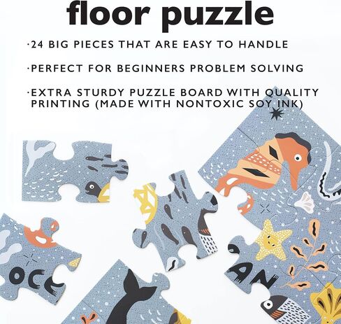 Wee Gallery Wild Life Floor Puzzle - Jumbo Jigsaw Floor Puzzles for Toddlers - Sensory Toys Promoting Cognitive & Motor Development - Sustainable Learning Toys for Kids - (24 Pieces, 2 x 2 Feet) in Saudi Arabia