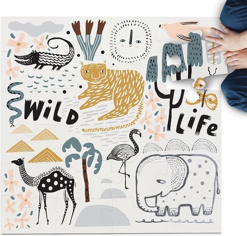Wee Gallery Wild Life Floor Puzzle - Jumbo Jigsaw Floor Puzzles for Toddlers - Sensory Toys Promoting Cognitive & Motor Development - Sustainable Learning Toys for Kids - (24 Pieces, 2 x 2 Feet) in Saudi Arabia