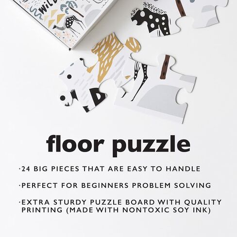 Wee Gallery Wild Life Floor Puzzle - Jumbo Jigsaw Floor Puzzles for Toddlers - Sensory Toys Promoting Cognitive & Motor Development - Sustainable Learning Toys for Kids - (24 Pieces, 2 x 2 Feet) in Saudi Arabia