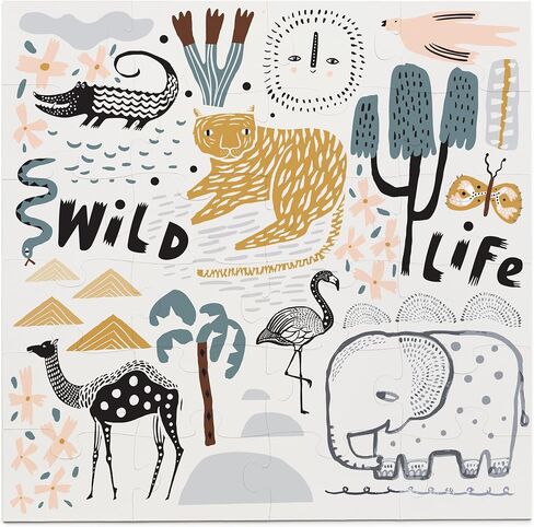 Wee Gallery Wild Life Floor Puzzle - Jumbo Jigsaw Floor Puzzles for Toddlers - Sensory Toys Promoting Cognitive & Motor Development - Sustainable Learning Toys for Kids - (24 Pieces, 2 x 2 Feet) in Saudi Arabia