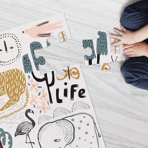 Wee Gallery Wild Life Floor Puzzle - Jumbo Jigsaw Floor Puzzles for Toddlers - Sensory Toys Promoting Cognitive & Motor Development - Sustainable Learning Toys for Kids - (24 Pieces, 2 x 2 Feet) in Saudi Arabia