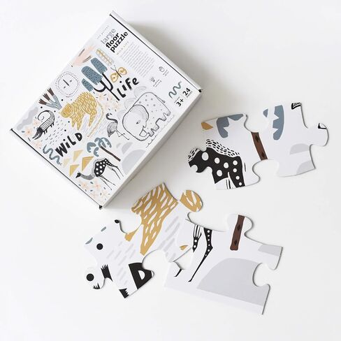 Wee Gallery Wild Life Floor Puzzle - Jumbo Jigsaw Floor Puzzles for Toddlers - Sensory Toys Promoting Cognitive & Motor Development - Sustainable Learning Toys for Kids - (24 Pieces, 2 x 2 Feet) in Saudi Arabia