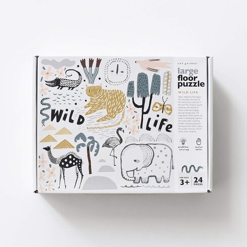 Wee Gallery Wild Life Floor Puzzle - Jumbo Jigsaw Floor Puzzles for Toddlers - Sensory Toys Promoting Cognitive & Motor Development - Sustainable Learning Toys for Kids - (24 Pieces, 2 x 2 Feet) in Saudi Arabia