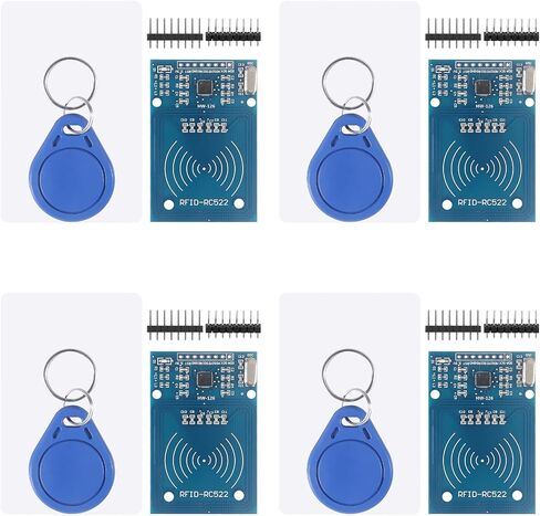 4Pcs RC522 RFID Module Kit RF RC522 Reader IC Card Sensor Module with S50 White Card and Key Ring RFID Sensor Module in Saudi Arabia