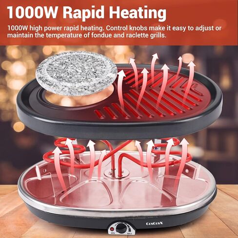 مجموعة أواني الفوندو، مجموعات أواني الفوندو الكهربائية مع شواية شواء، شواية شواء كورية محمولة مع لوحة شواء راكليت، 8 شوك فوندو، 8 مقالي صغيرة غير لاصقة للتحكم في درجة الحرارة لـ 8 أشخاص in Kuwait