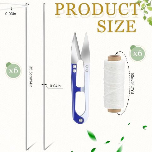 Leriton 13 Pcs Lei Needle Kit 14'', 12'', 9.1'' Needle Lei Making in Kuwait
