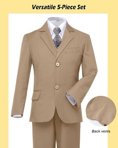 Boys’ Formal Suit 5 Piece Set, Toddler Tuxedos for Wedding, Suits for Teens Boy Dress School Clothes in Saudi Arabia