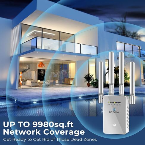 2024 WiFi Extender Signal Booster, Long Range Internet Booster Up to 9980 sq.ft and 50+ Devices for Home, 4X Faster Wireless Repeater w/Ethernet Port, Easy 1-Tap Setup, Access Point in Kuwait