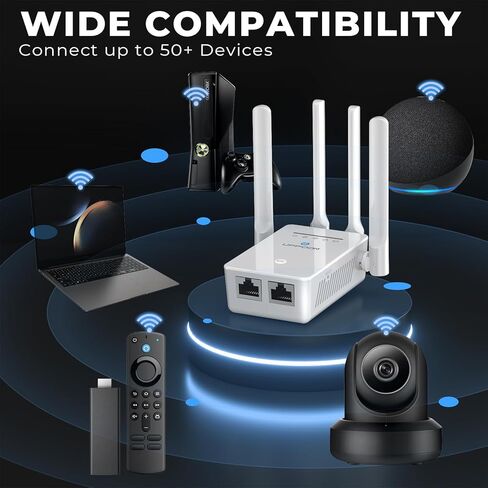 2024 WiFi Extender Signal Booster, Long Range Internet Booster Up to 9980 sq.ft and 50+ Devices for Home, 4X Faster Wireless Repeater w/Ethernet Port, Easy 1-Tap Setup, Access Point in Kuwait