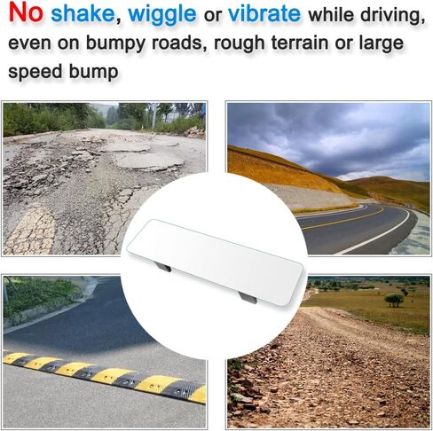 SkycropHD Car Interior Large Rear View Mirror, Clip on Wide Angle Panoramic Rearview Mirror to Eliminate Blind Spots – Flat, White,11.2in (289mm) in Kuwait