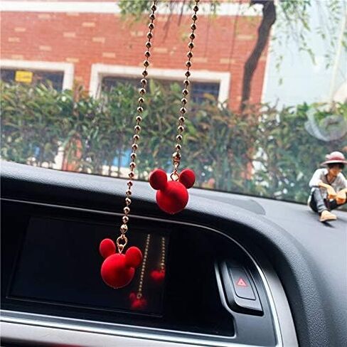 YKBBzzz ديكور داخلي للسيارة قلادة لطيفة على شكل فأر مرآة الرؤية الخلفية قلادة تزيين لبضائع السيارات والإكسسوارات الداخلية للسيارة LQQNB (اسم اللون: أحمر) in Kuwait