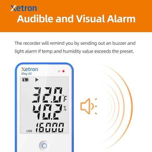 Elog20 Temperature Humidity Data Logger, Waterproof Temperature Recorder with Detachable Buffered Probe, Fridge Temperature Logger up to 16000 Points,PDF Report,This Year's Latest Production in Kuwait